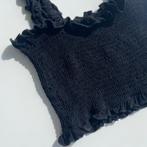 Black Ruffled Crop Top Size Med - Picture 2 of 6